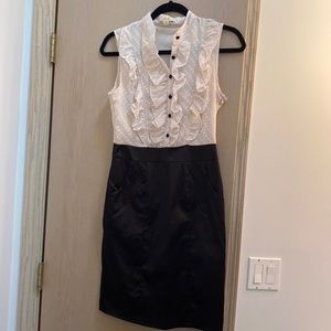 Black and ivory frill dress